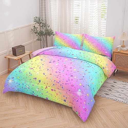 MWMWMW 5 Pcs Rainbow Comforter Set for Kids