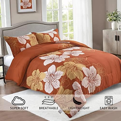 Menghomeus Burnt Orange Comforter Set Queen