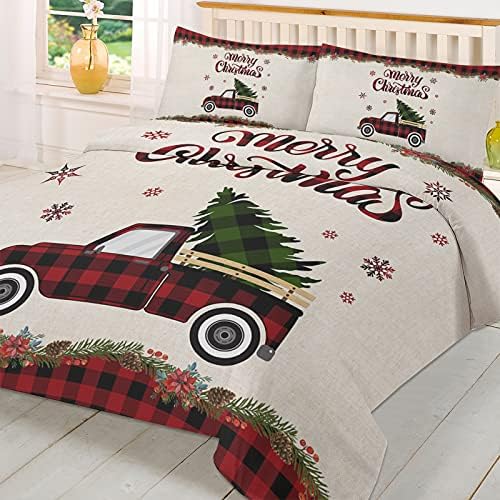 LooPoP Christmas Comforter Set California King Red Plaid