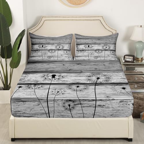Feelyou Dandelion Bed Sheet Set for Girls Queen 3Pcs