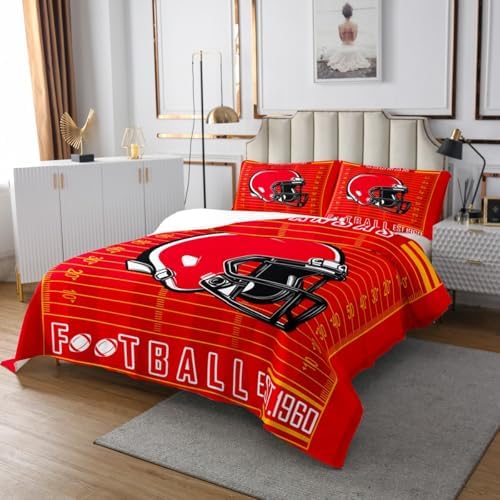 Feelyou American Football Bedspread Set for Boys Girls - Queen Size