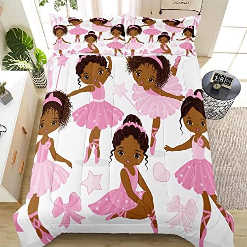 SIRDO Twin Bedding Set for Girls - Ballet Dancer Comforter