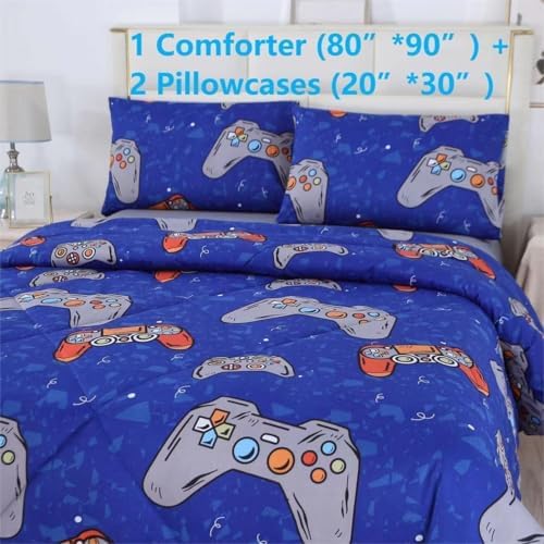 SDIII 3PCS Blue Gaming Comforter Set