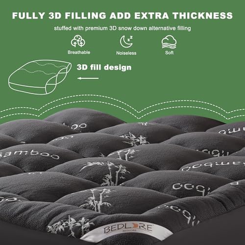 BEDLORE Queen Mattress Topper Bamboo Viscose 1