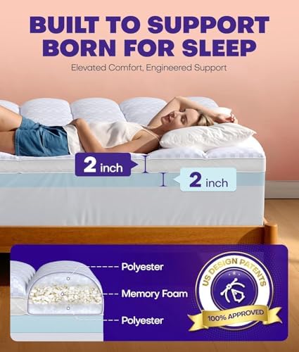 Biteany Dual Layer Mattress Topper for Pressure Relief and Support