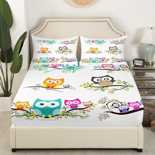 Feelyou Cartoon Owl Sheet Set Queen 4Pcs 1
