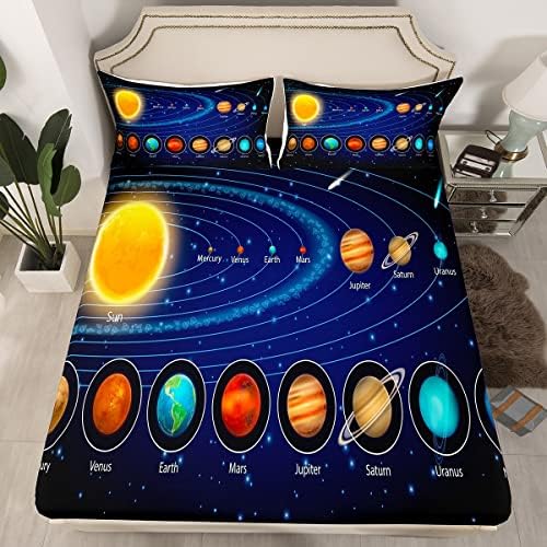 Feelyou Solar System Fitted Sheet Set with 8 Planets