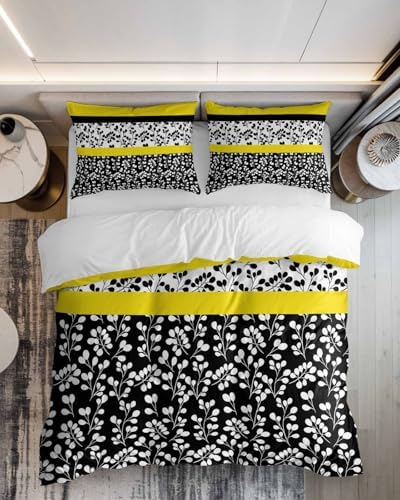 ZOE GARDEN Black Yellow Duvet Cover Set 3 Piece 1