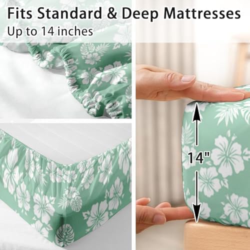 Pamnest Full Size Bed Sheet Set with Hawaii Flower Design