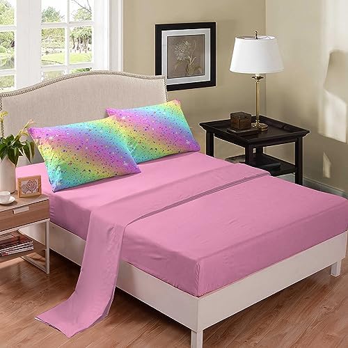 MWMWMW 5 Pcs Rainbow Comforter Set for Kids