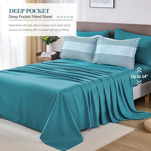 Cottolester Kids Teal Striped Comforter Set Full Size