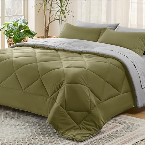 Bedsure Olive Green Twin XL Comforter Set