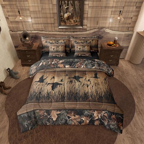 Erosebridal 7-Piece Camo Mallard Duck Comforter Set for Kids