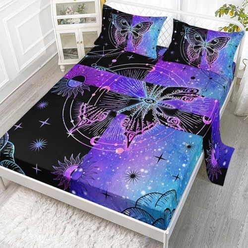 Smell Sunshine Black Blue Butterfly 4Pcs Kids Bedding Set