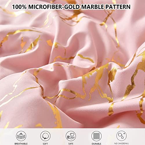 Yogeneg Gold Metallic Marble King Comforter Set