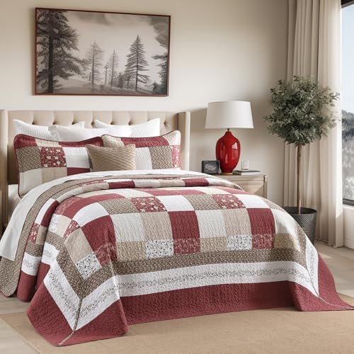 100 Cotton Queen Bedspread 120x102 Reversible Set