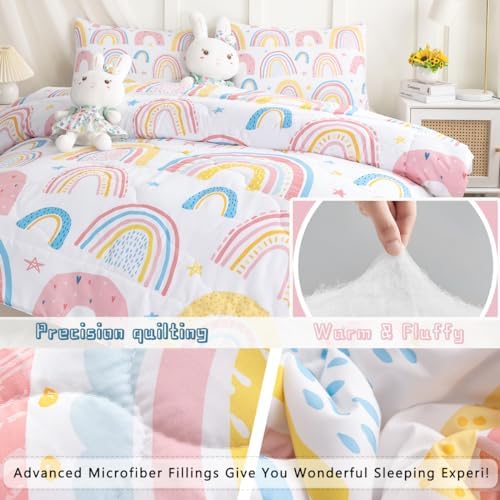 BEDMUST Girls Rainbow Comforter Set 3PCS 1
