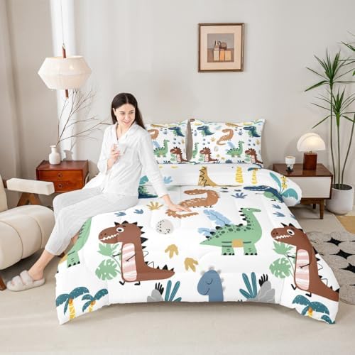 Feelyou Cartoon Dinosaur Comforter Set 3PCs