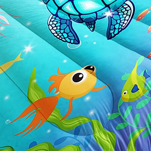 Turtle Comforter Set for Kids Room with 2 Pillowcases