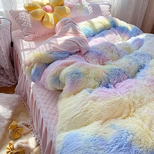 Kids Girls Faux Fur Comforter Set 3PC Velvet Plush Flannel