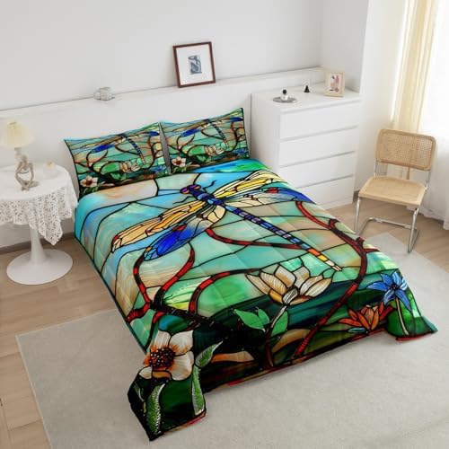 Erosebridal Boho Dragonfly Comforter Set for King Size Bed
