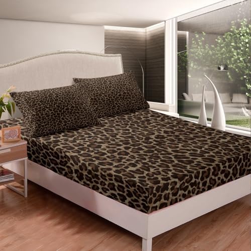 Erosebridal Cheetah Print Queen Bed Sheet Set
