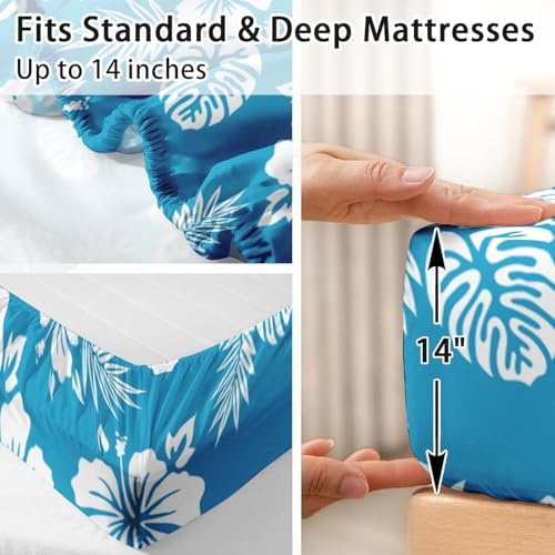 Pamnest Full Size Bed Sheet Set with Hibiscus Pattern