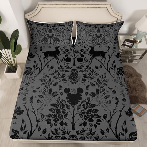 Erosebridal Victorian Damask Fitted Sheet Set Queen Size