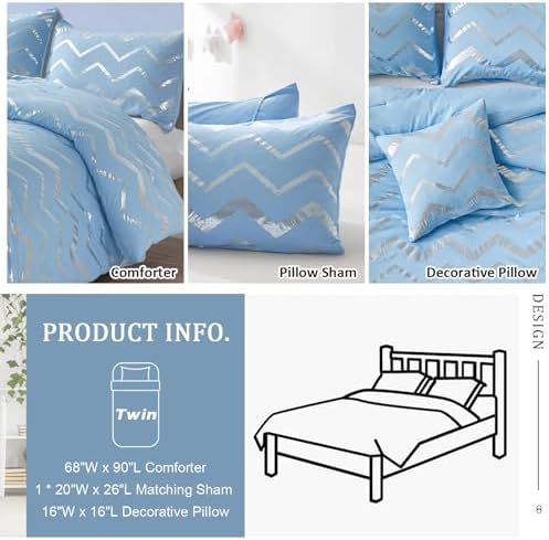 Menghomeus Glitter Metallic Comforter Set Twin XL 1