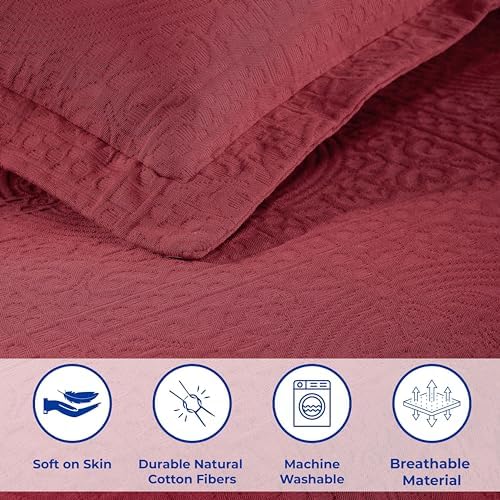 Superior Cotton Fleur De Lis Bedspread Set Twin Garnet 1