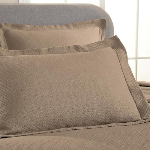 Superior Solitaire Cotton 3-Piece Bedspread Set Queen Taupe