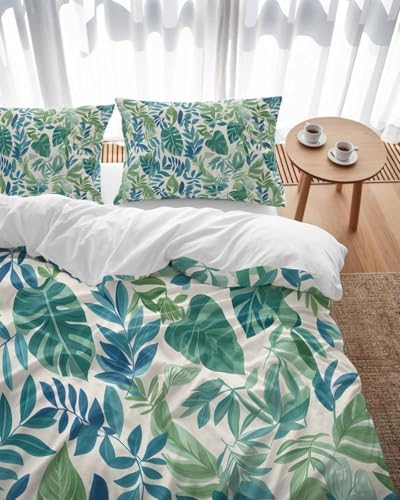 ZOE GARDEN Palm Leaves Queen Duvet Cover Set