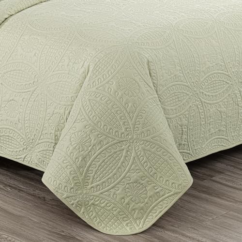 Chezmoi Austin Queen 3-Piece Bedspread Set Tan