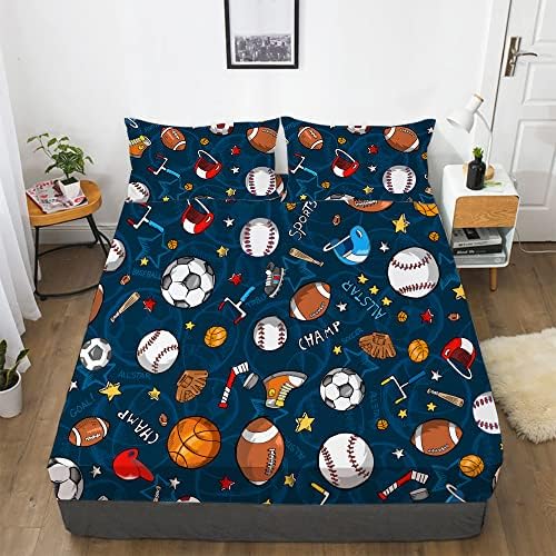 Gusuhome Boys Sports Sheet Set Full Queen 3D Soccer Football