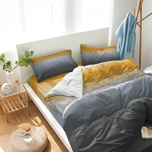 LooPoP 4 Piece California King Duvet Cover Set Gradient Stripes