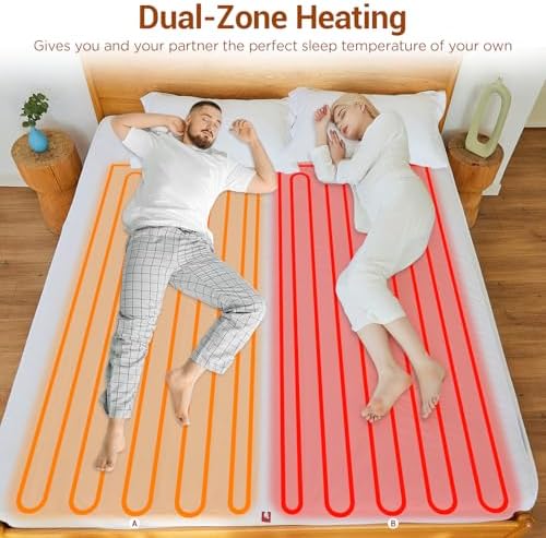Comfytemp Heated Mattress Pad Queen - Dual Zone Control Smart Downshift
