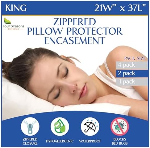 Four Seasons Essentials Waterproof King Pillow Protectors Set of 2