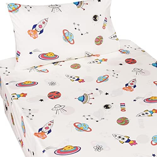 Outer Space Rocket Kids Bedding Set 3 Piece Cotton