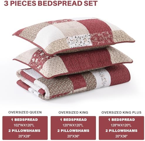 100 Cotton Queen Bedspread 120x102 Reversible Set
