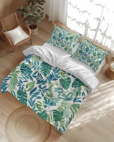 ZOE GARDEN Palm Leaves Queen Duvet Cover Set