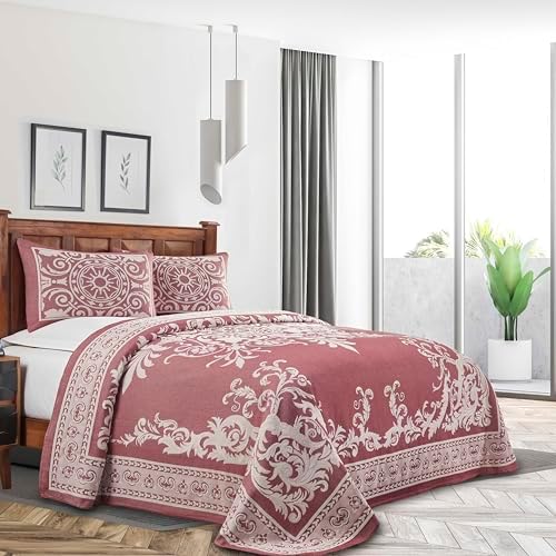 Superior Cotton Blend 3-Piece Bedspread Set Queen Berry Red
