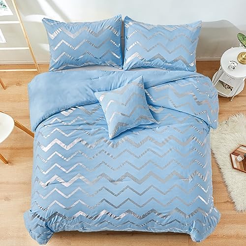 Menghomeus Glitter Metallic Comforter Set Twin XL 1