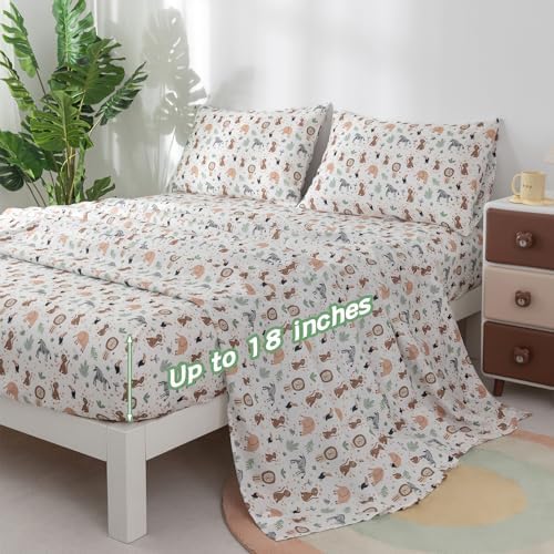 Jessrydo Full Sheet Set Kids 4 Piece Animal Pattern