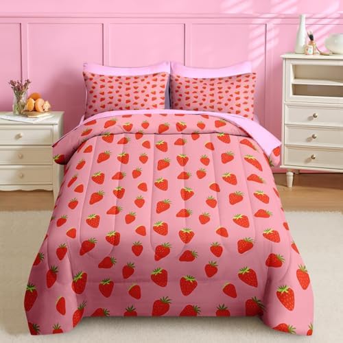 Nesker 5 Pcs Comforter Set Twin Size Sweet Pink
