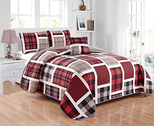 MK Home 4pc Reversible Quilted Bedspread Coverlet Set