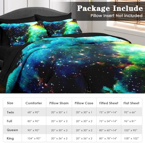 Pamnest King Size Comforter Set with Space Blue Star Design
