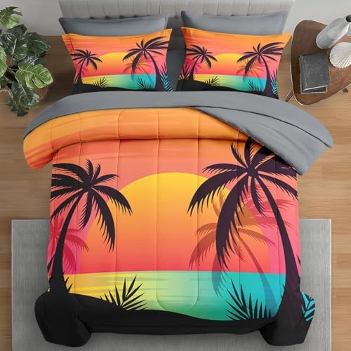 Pamnest Beach Sunset Comforter Set King Size 7 Pcs