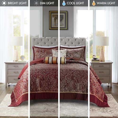 Madison Park Aubrey Reversible Bedspread Set Burgundy 5 Piece King 1