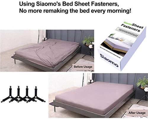 Siaomo Bed Sheet Holders - 4 Pcs Black Triangle Adjustable Clips