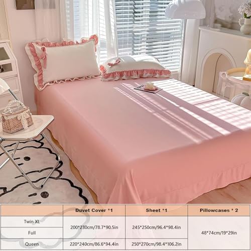 Girls Romantic Bow Duvet Cover Set 4-Piece